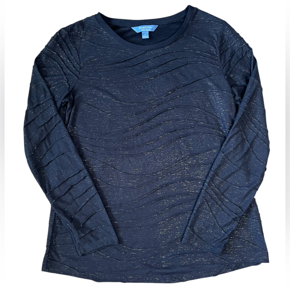 Simply Vera by Vera Wang Textured Navy Blue & Silver Women's Business Casual Med - Picture 6 of 7
